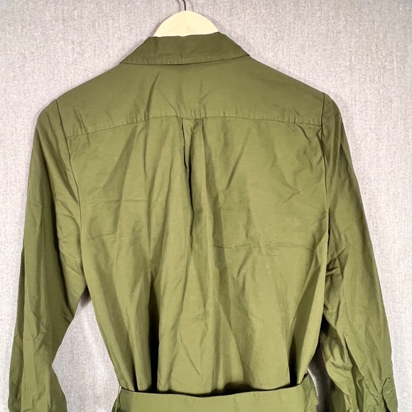 J. Crew Re-imagined Button Down Belted Shirt Dress 10 Hunter Green Transition - Picture 6 of 10